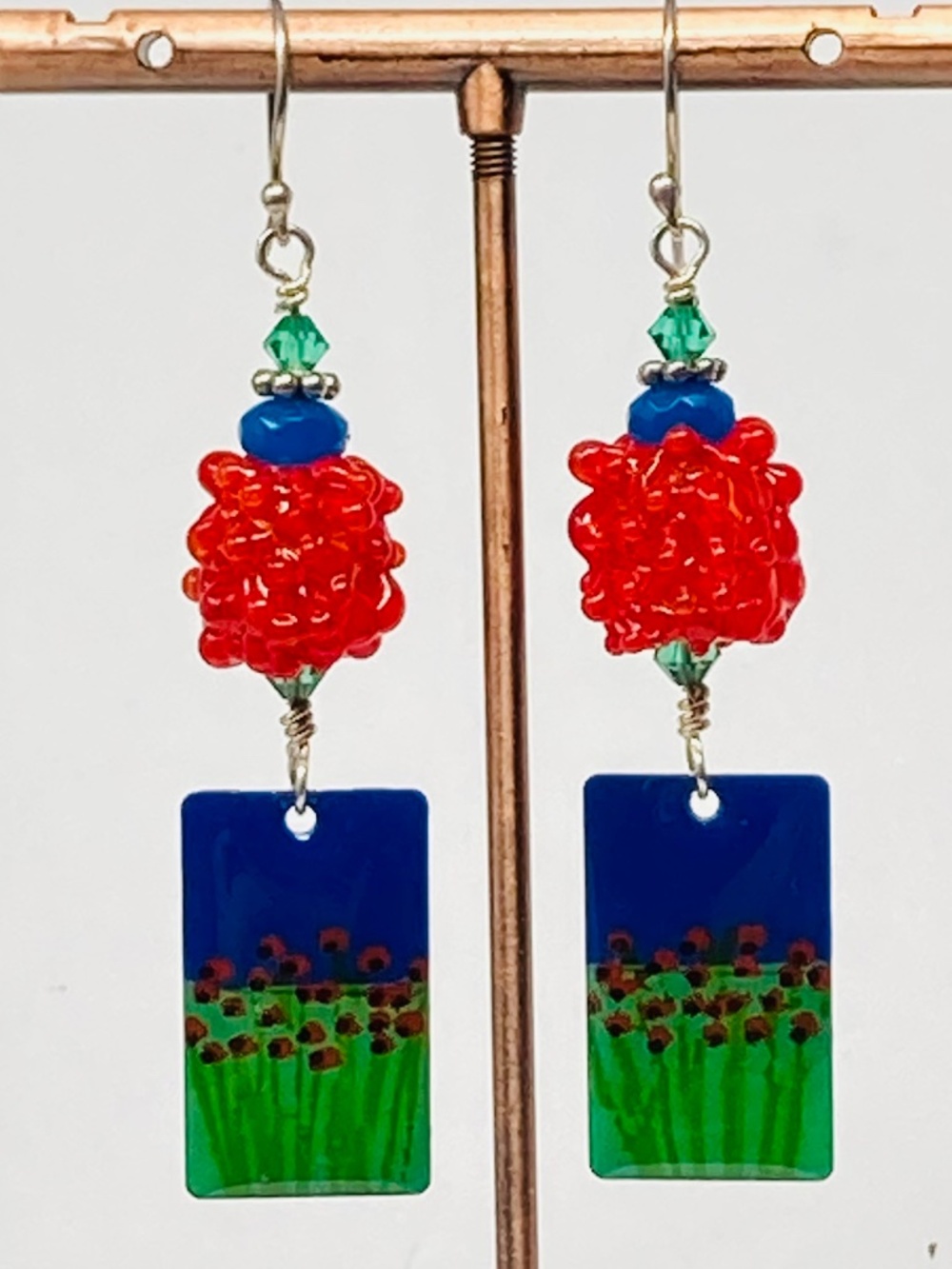 Lampwork “Poppies” earrings